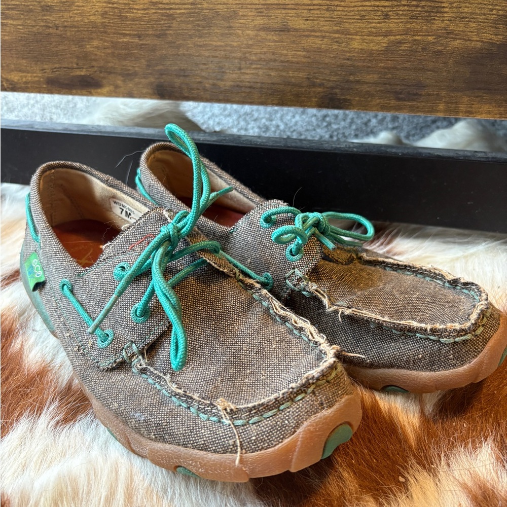 Twisted X Brown and Green Loafers— brand new